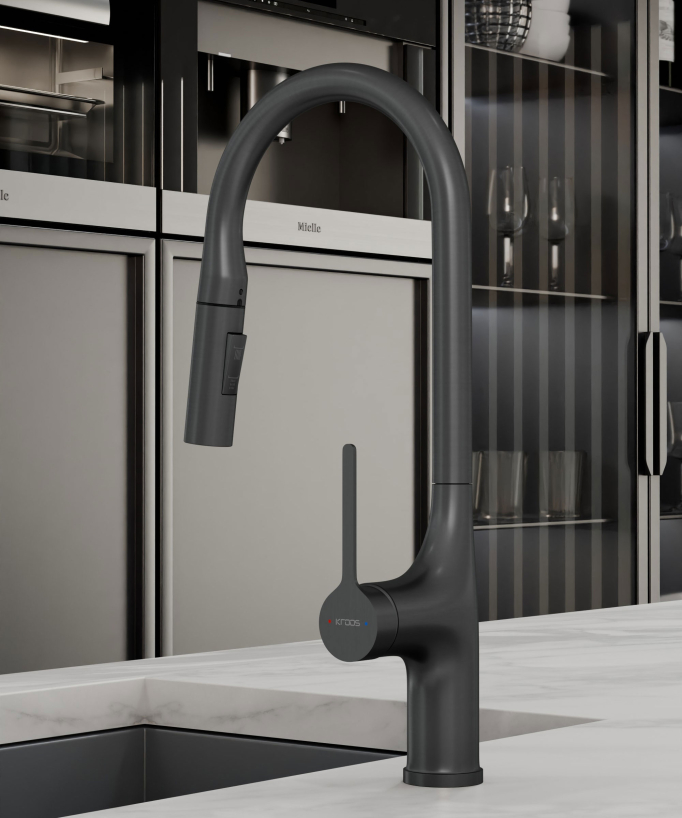 Contemporary Kitchen Mixer Tap - Gunmetal