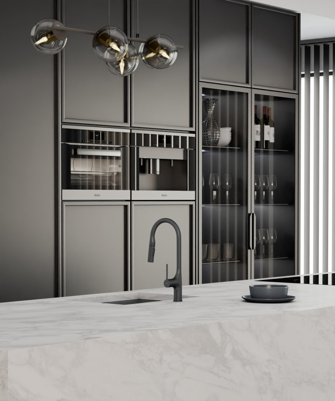 Contemporary Kitchen Mixer Tap - Gunmetal