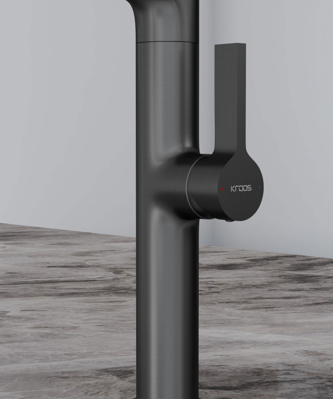 Modern Sink Mixer with Spray Head - Gunmetal