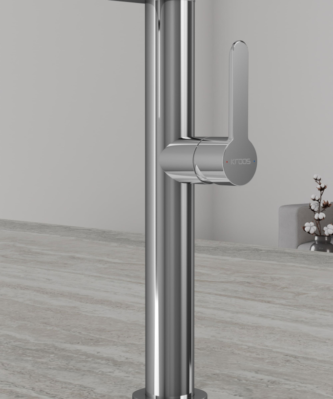 High Sink Mixer with Spray Head - Chrome and Black