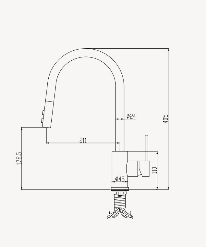 Kitchen Mixer Tap with Pull-Out Sprayer Brushed Nickel - Corbeau