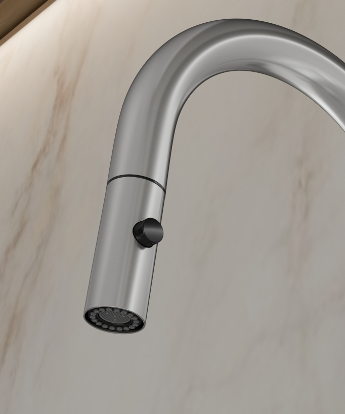Kitchen Mixer Tap with Pull-Out Sprayer Brushed Nickel - Corbeau
