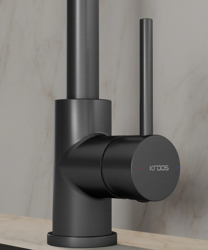 Modern Kitchen Mixer Tap with Pull-Out Sprayer Gunmetal - Corbeau