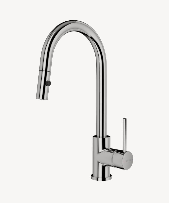 Modern Kitchen Mixer Tap with Pull-Out Sprayer Chrome - Corbeau