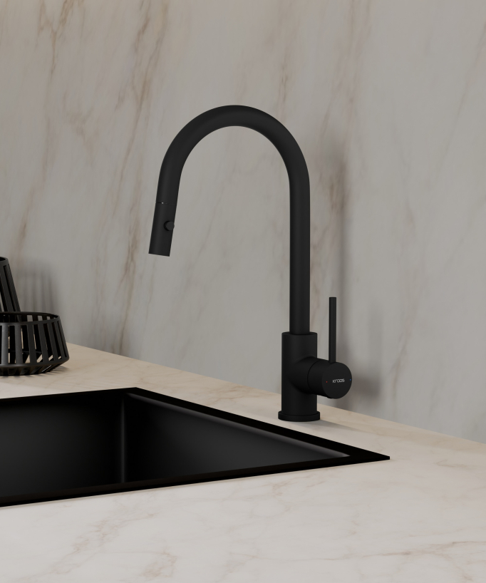 Kitchen Mixer Tap with Pull-Out Sprayer Matte Black - Corbeau