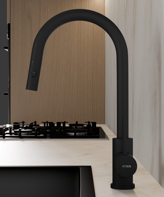 Kitchen Mixer Tap with Pull-Out Sprayer Matte Black - Corbeau