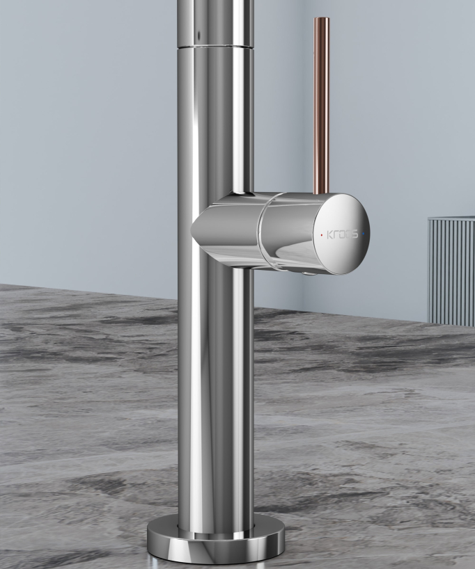 Modern Kitchen Sink Mixer Tap with Pull-Out Sprayer Chrome & Rose Gold