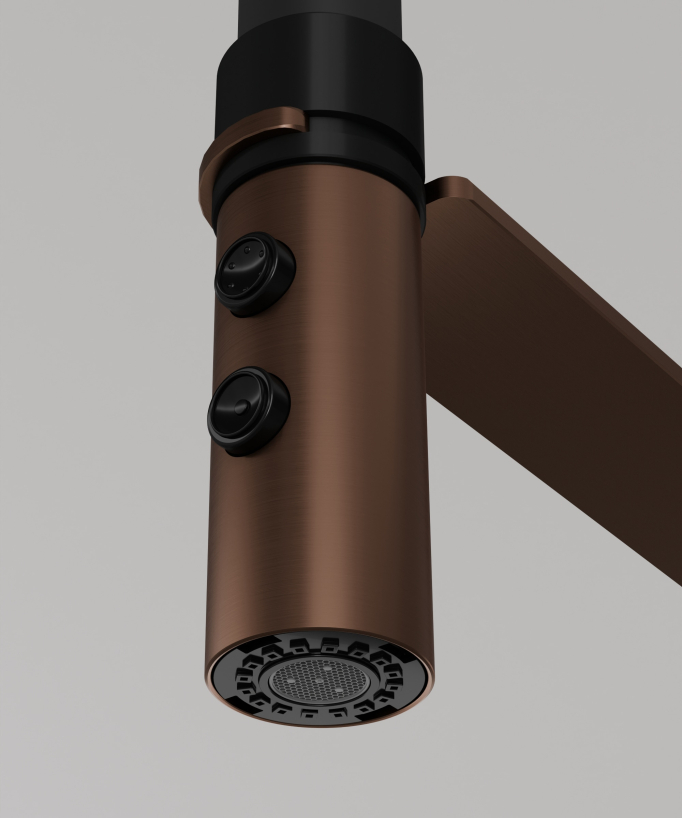 High-Arc Sink Mixer Tap with Sprayer Brushed Rose Gold
