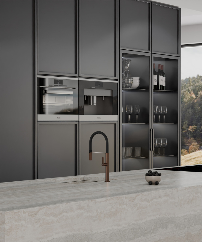 High-Arc Sink Mixer Tap with Sprayer Brushed Rose Gold