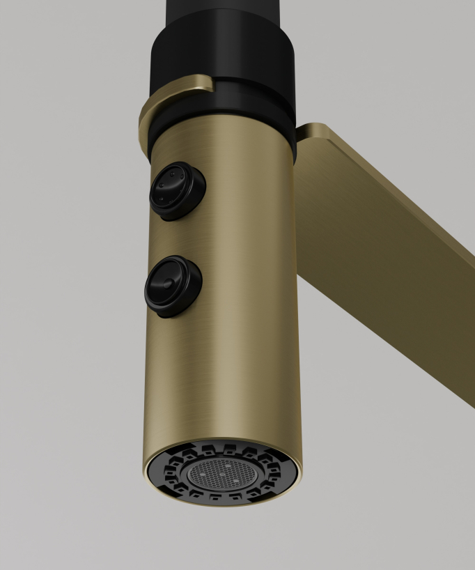 High-Arc Sink Mixer Tap with Sprayer Brushed Gold