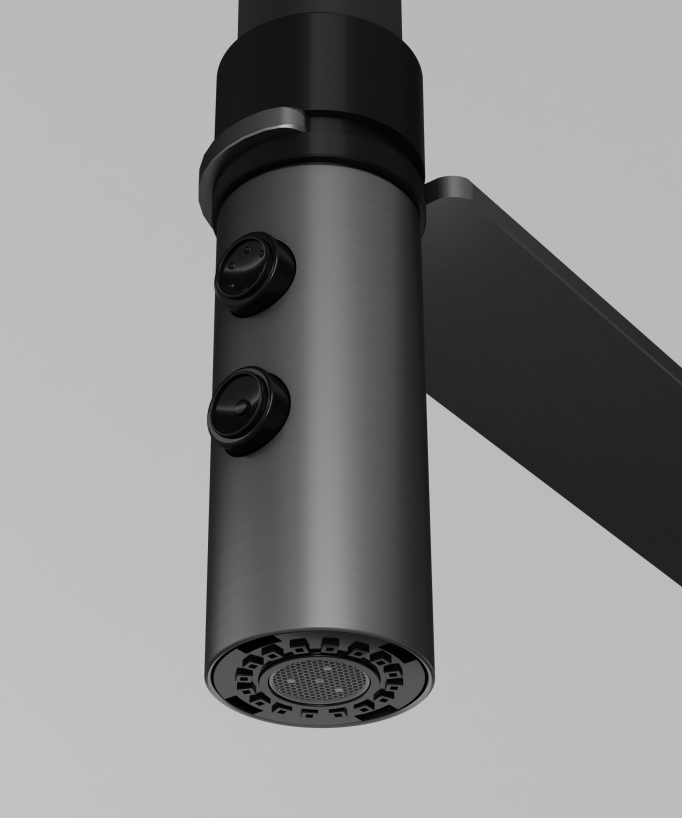 High-Arc Sink Mixer Tap with Sprayer Gunmetal