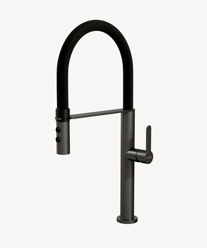 High-Arc Sink Mixer Tap with Sprayer Gunmetal
