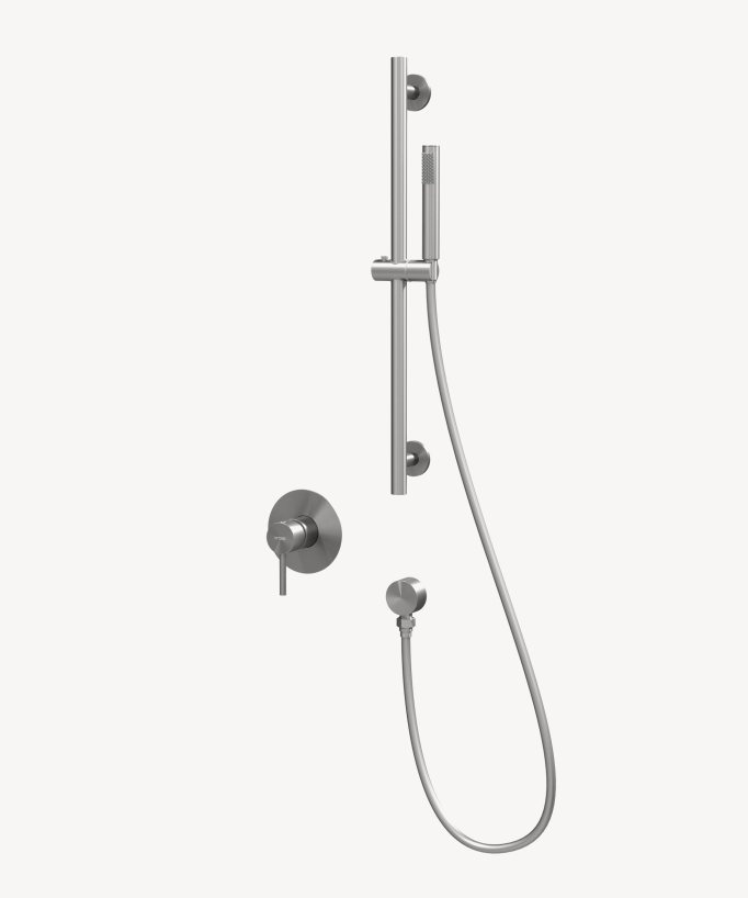 Concealed Shower Mixer Set with Slide Bar & Hand Shower Brushed Nickel - Corbeau