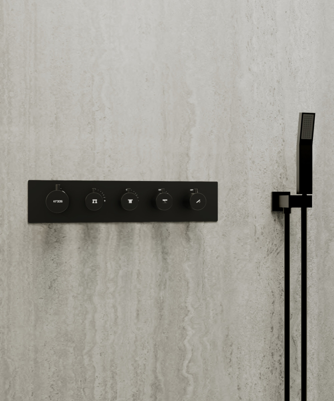 Thermostatic Multi-Function Shower Set with Adjustable Body Jets Matte Black - Sirius