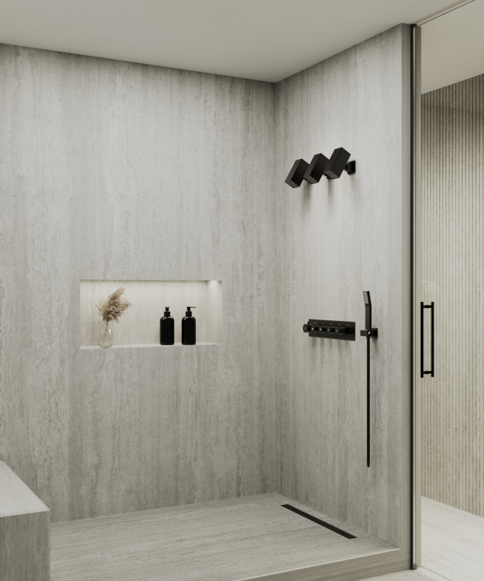 Thermostatic Multi-Function Shower Set with Adjustable Body Jets Matte Black - Sirius