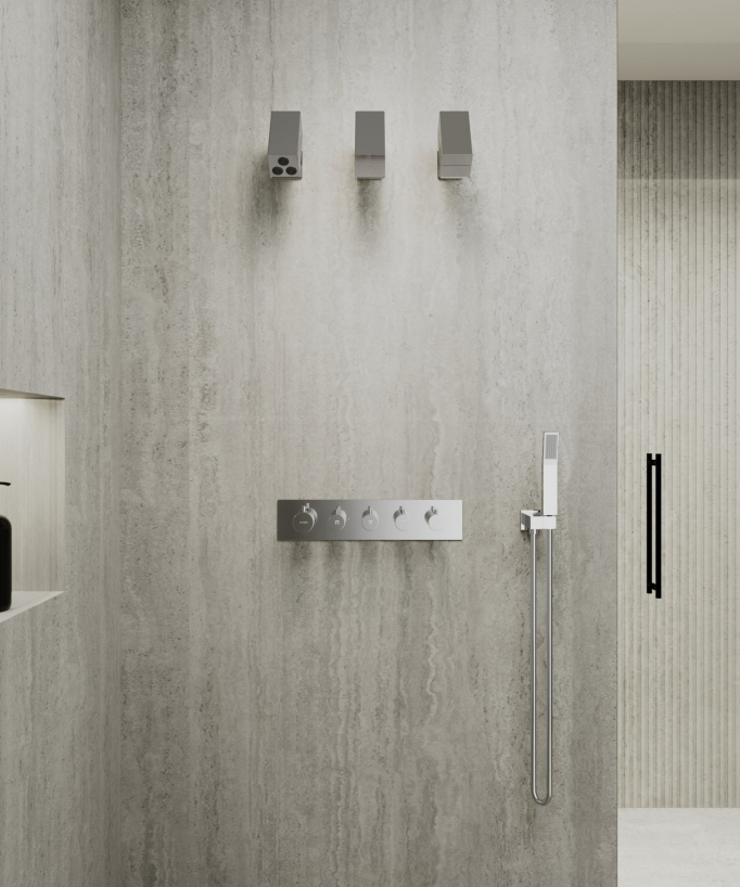 Thermostatic Multi-Function Shower Set with Adjustable Body Jets Chrome - Sirius