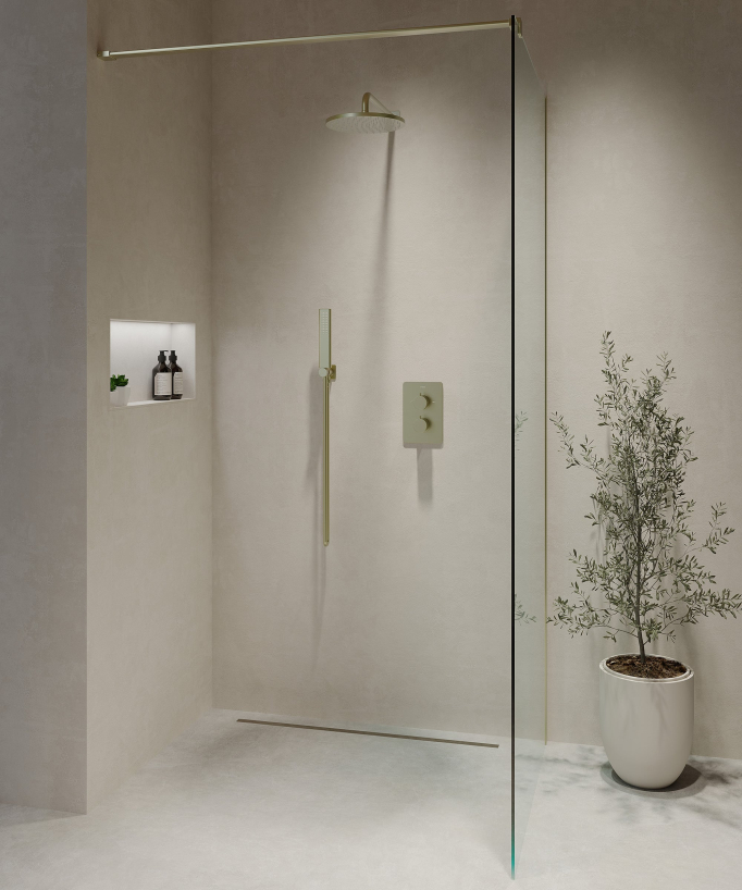 Concealed Thermostatic Shower Mixer Set Brushed Gold - Fiumina