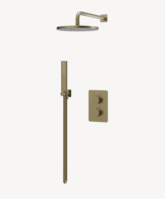 Concealed Thermostatic Shower Mixer Set Brushed Gold - Fiumina