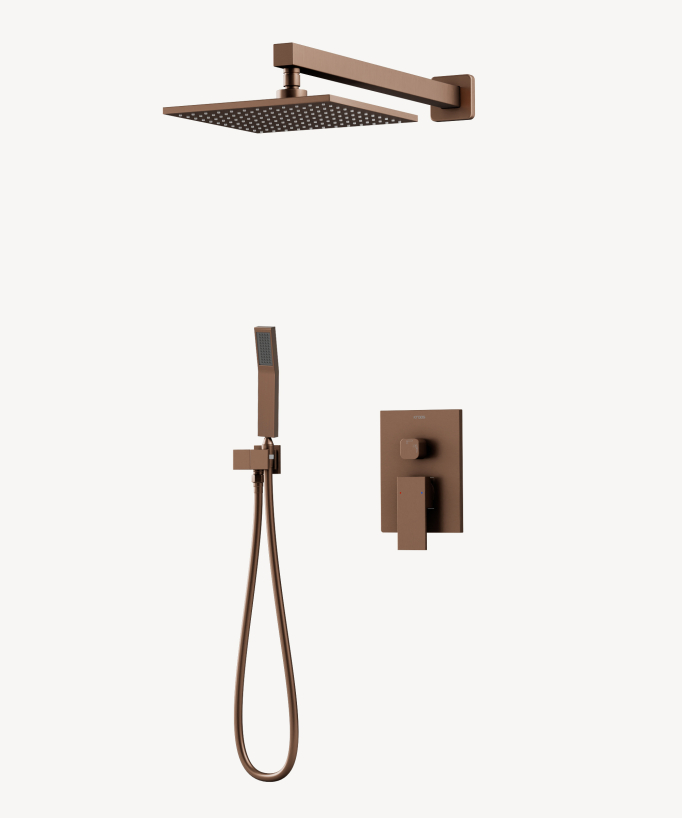 Concealed Shower Column - Mixer, Extra-Flat Rain Head and Removable Hand Shower - Sirius