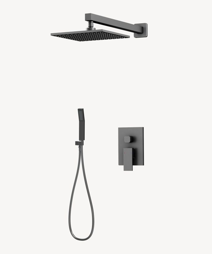 Concealed Shower Column - Mixer, Extra-Flat Rain Head and Removable Hand Shower - Sirius