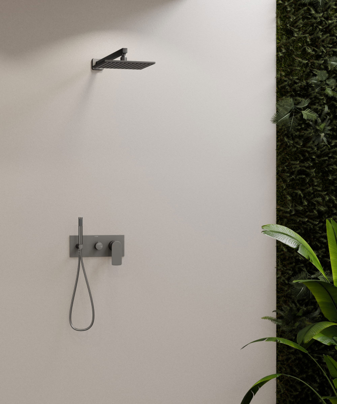 Two-Function Concealed Shower Column - Gunmetal - Nunki