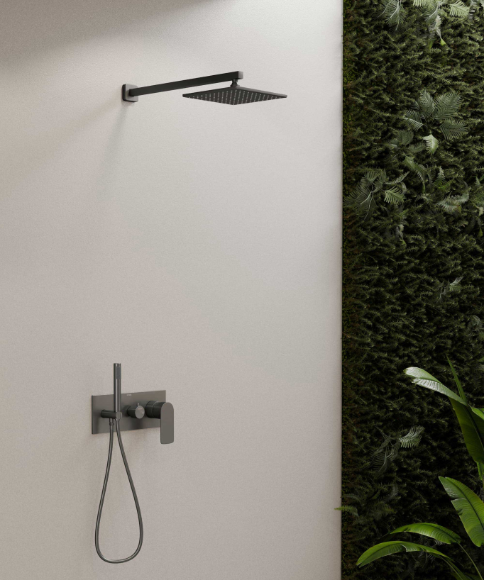 Two-Function Concealed Shower Column - Gunmetal - Nunki