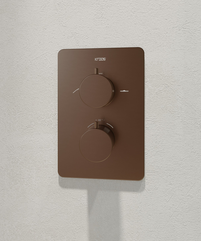 Concealed Thermostatic Shower Mixer Set Brushed Rose Gold - Fiumina