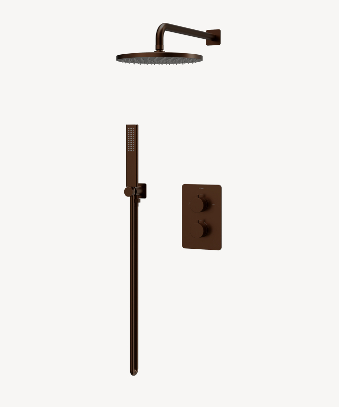 Concealed Thermostatic Shower Mixer Set Brushed Rose Gold - Fiumina