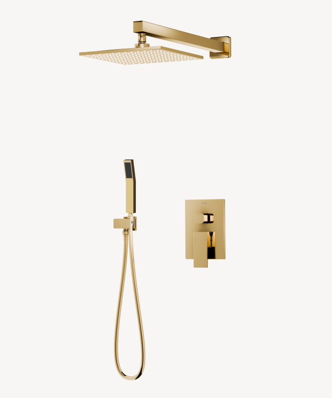 Concealed Shower Column - Mixer, Extra-Flat Rain Head and Removable Hand Shower - Sirius