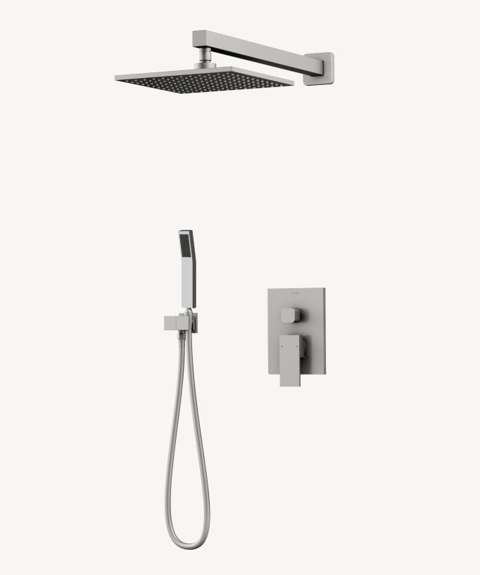 Concealed Shower Column - Mixer, Extra-Flat Rain Head and Removable Hand Shower - Sirius