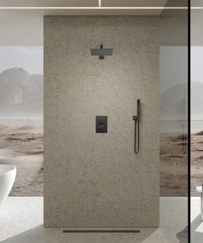 Thermostatic Concealed Shower Column - Gunmetal - Sirius