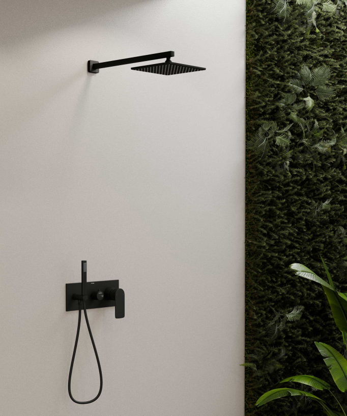 Two-Function Concealed Shower Column - Black - Nunki