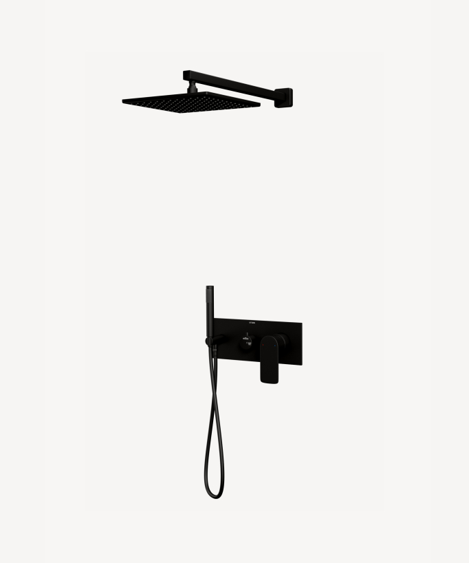 Thilia Concealed Shower and Bath Column with Waterfall Spout - Black