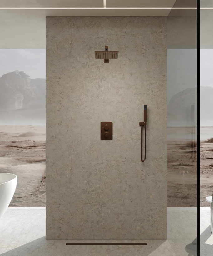 Thermostatic Concealed Shower Column - Brushed Rose Gold - Sirius