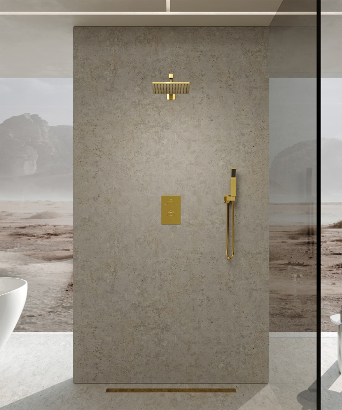 Thermostatic Concealed Shower Column - Gold - Sirius