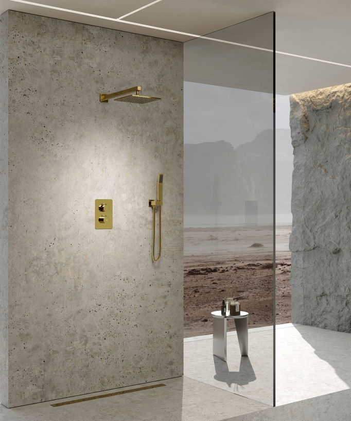 Thermostatic Concealed Shower Column - Gold - Sirius