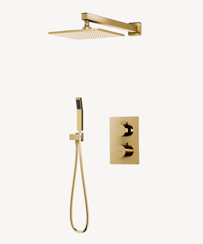 Thermostatic Concealed Shower Column - Gold - Sirius