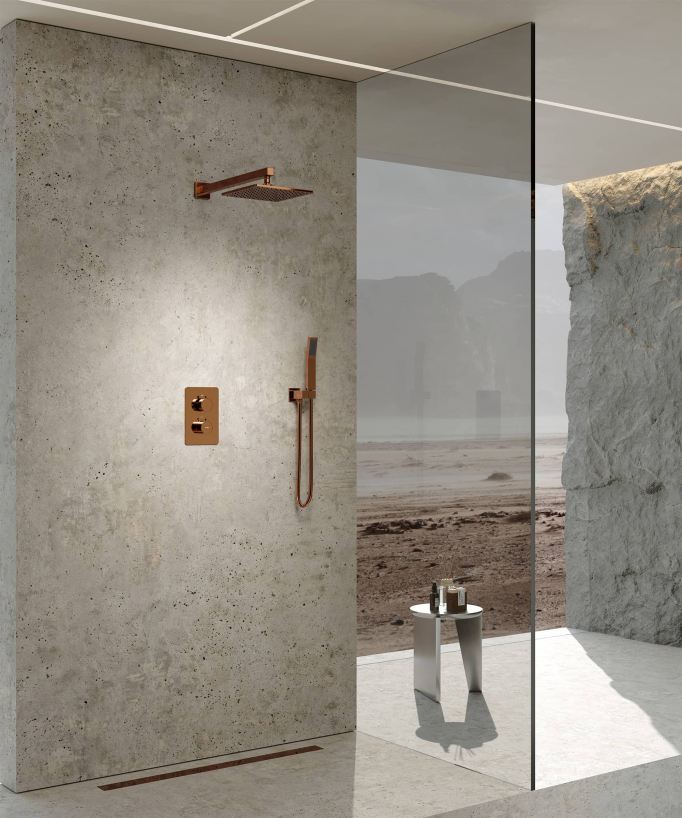 Thermostatic Concealed Shower Column - Rose Gold - Sirius