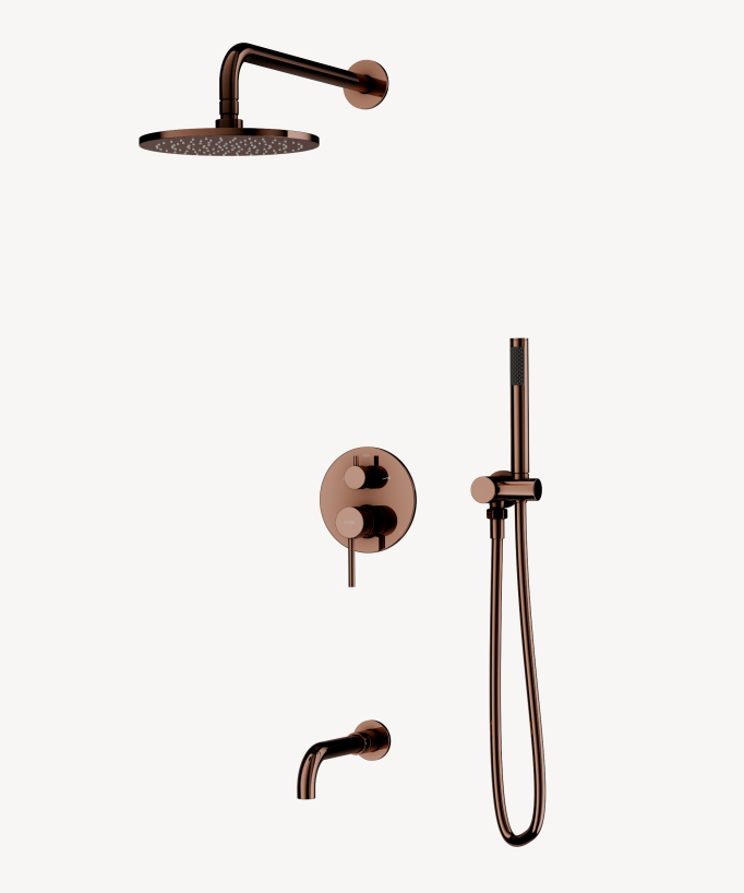 Concealed Shower & Bath System with Rain Shower Rose Gold - Corbeau