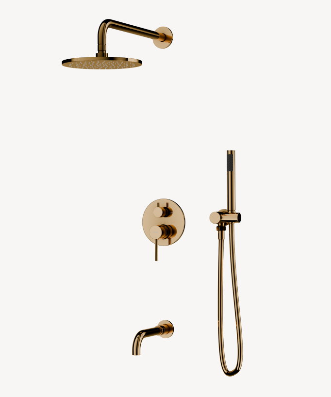 Concealed Shower & Bath System with Rain Shower Gold - Corbeau