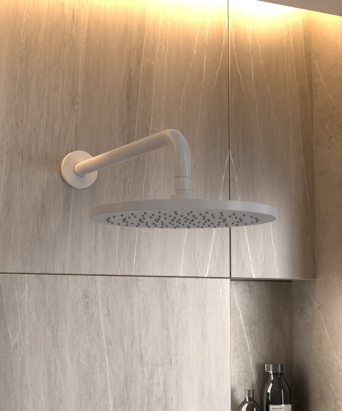 Concealed Shower & Bath System with Rain Shower White - Corbeau