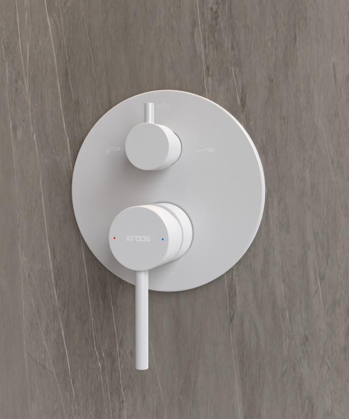 Concealed Shower & Bath System with Rain Shower White - Corbeau