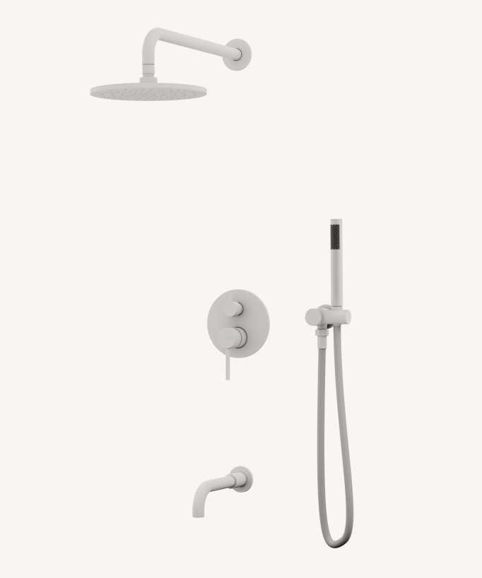 Concealed Shower & Bath System with Rain Shower White - Corbeau