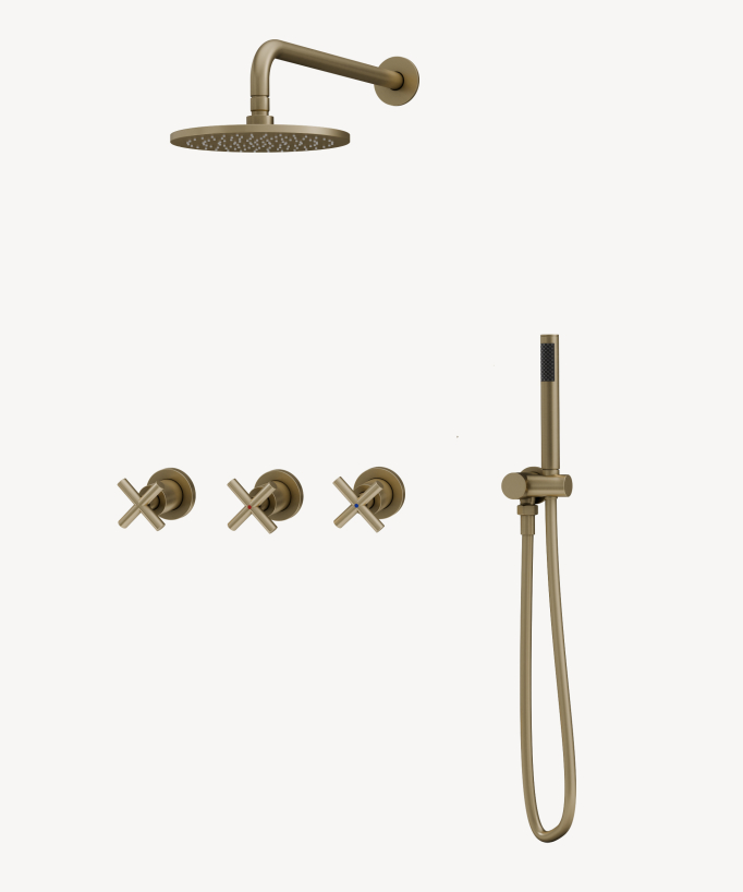 Concealed shower mixer set with cross handles – Corbeau