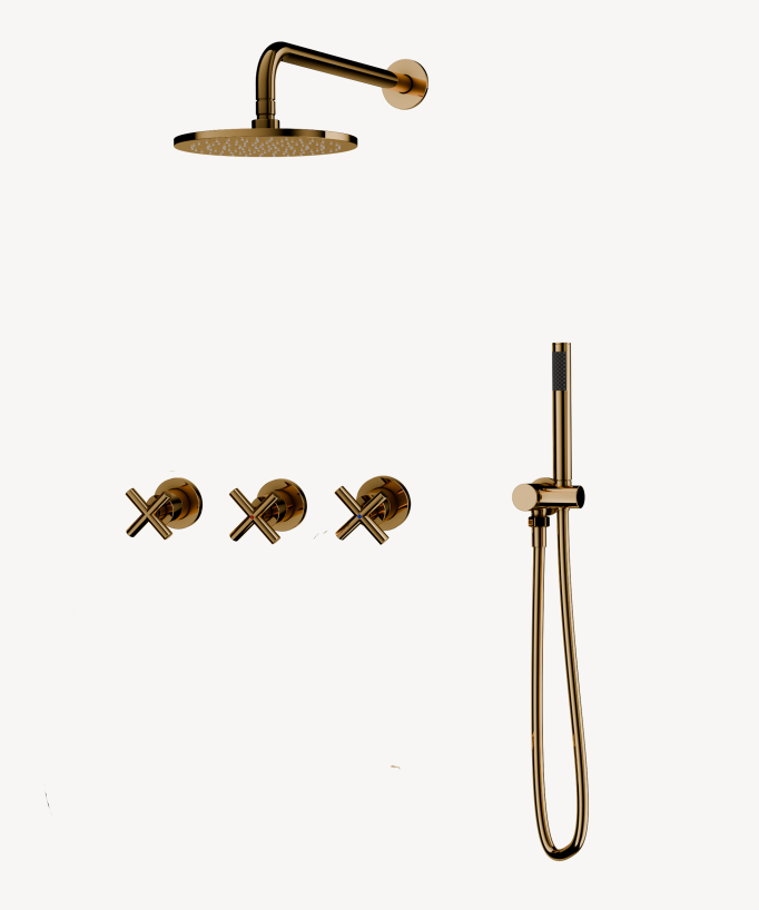 Concealed shower mixer set with cross handles – Corbeau