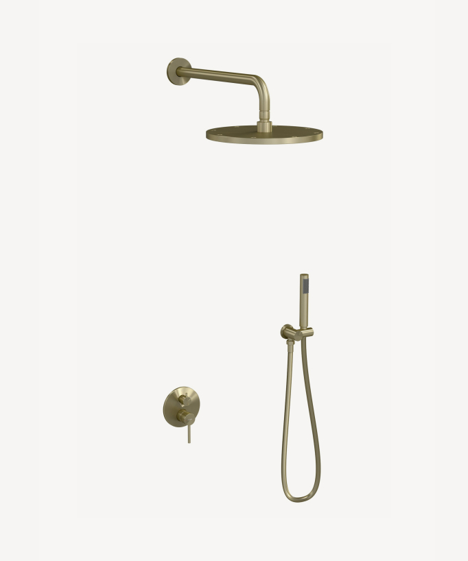 Corbeau Modern Concealed Shower Kit with Rain Jet - Brushed Gold