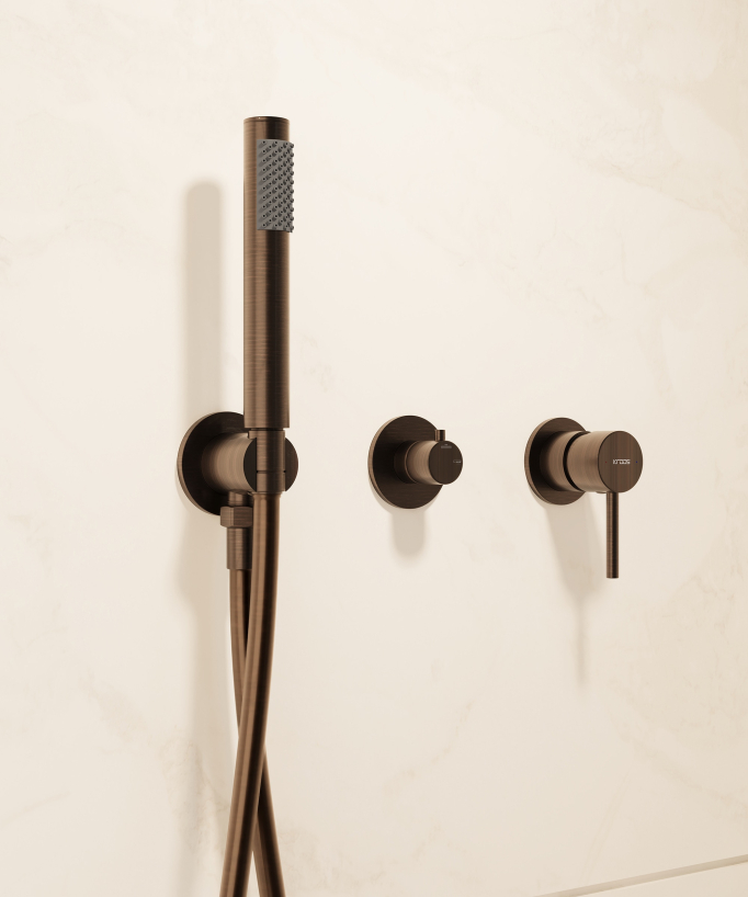 3-Hole Concealed Shower Set with Rain Shower & Hand Shower Brushed Mocha - Corbeau