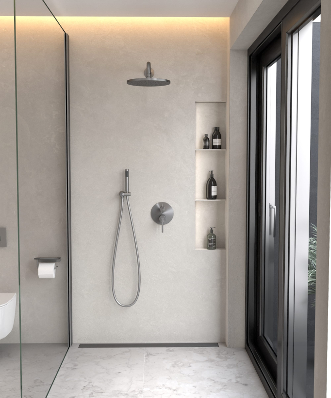 Modern Concealed Shower Kit with Rain Jet - Gunmetal - Corbeau