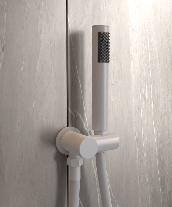 Modern Concealed Shower Kit with Rain Jet - White - Corbeau