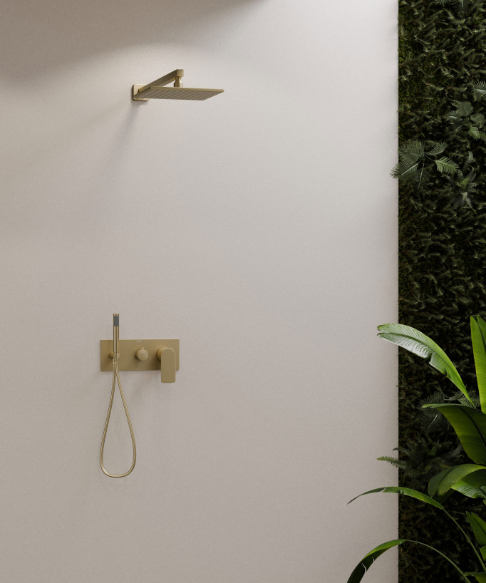 Two-Function Concealed Shower Column - Brushed Gold - Nunki